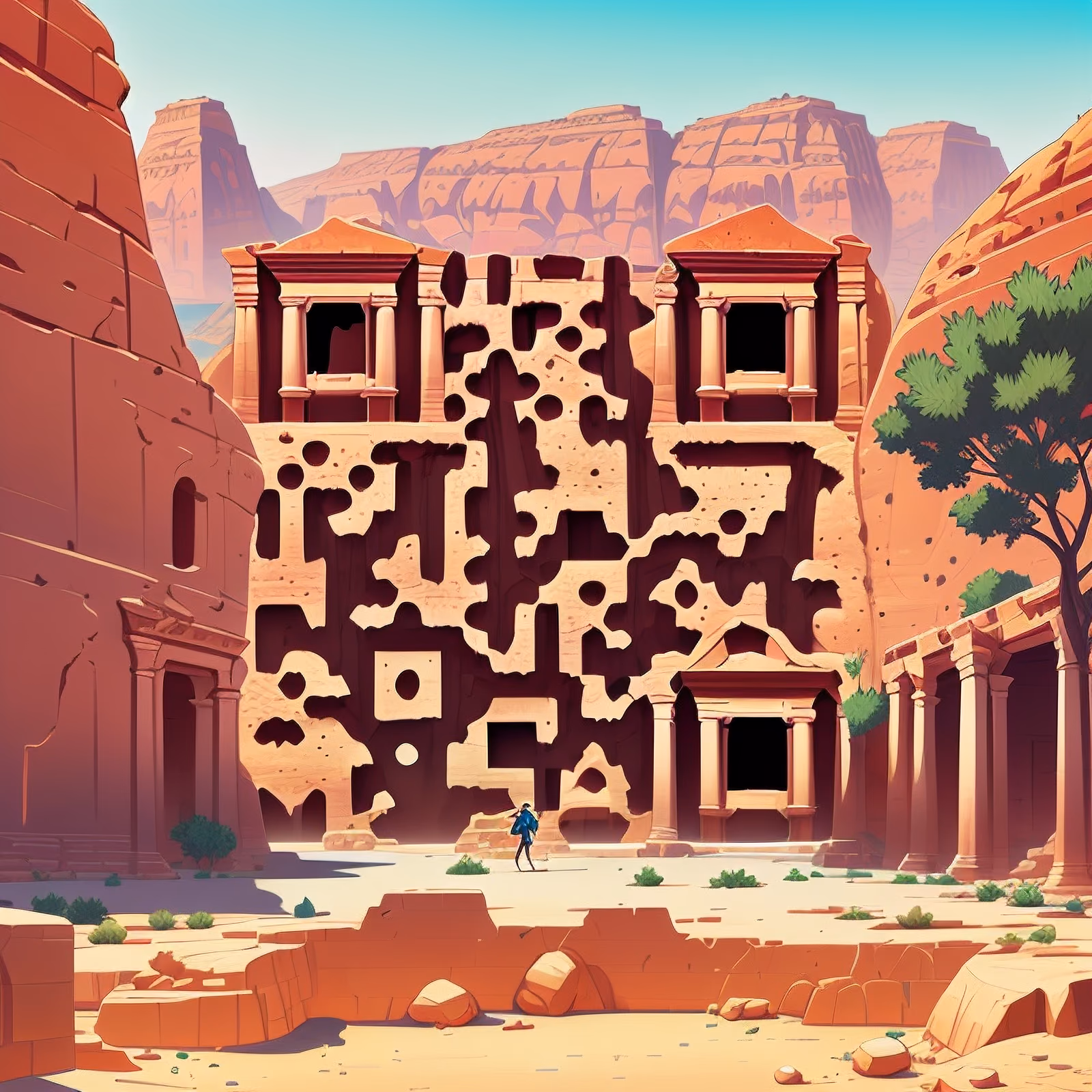 Скальные руины Петры: векторный QR-код для постеров — изображение 1