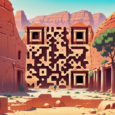 Petra Rock Ruins Vector QR Code for Posters