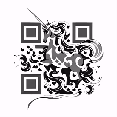 Unicorn Black and White Tattoo QR Code for Temporary Tattoos — image 1