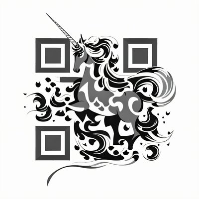 Unicorn Black and White Tattoo QR Code for Temporary Tattoos