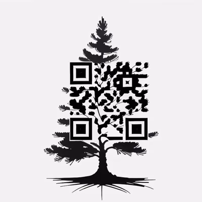 Силуэт сосны тушью: QR-код для временных тату — изображение 1