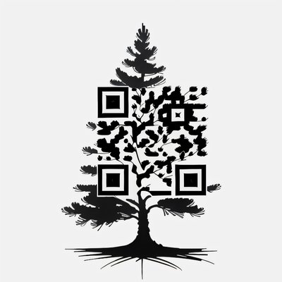 Pine Tree Ink Silhouette QR Code for Temporary Tattoos