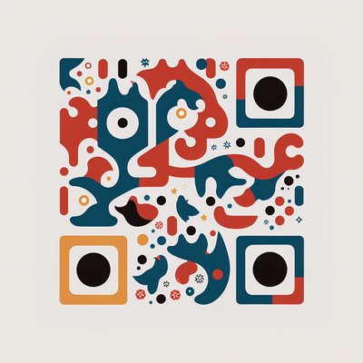Abstract Blob Shapes Flat Vector QR Code for Posters