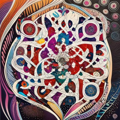 Colorful Ribbon Mandala QR Code Art