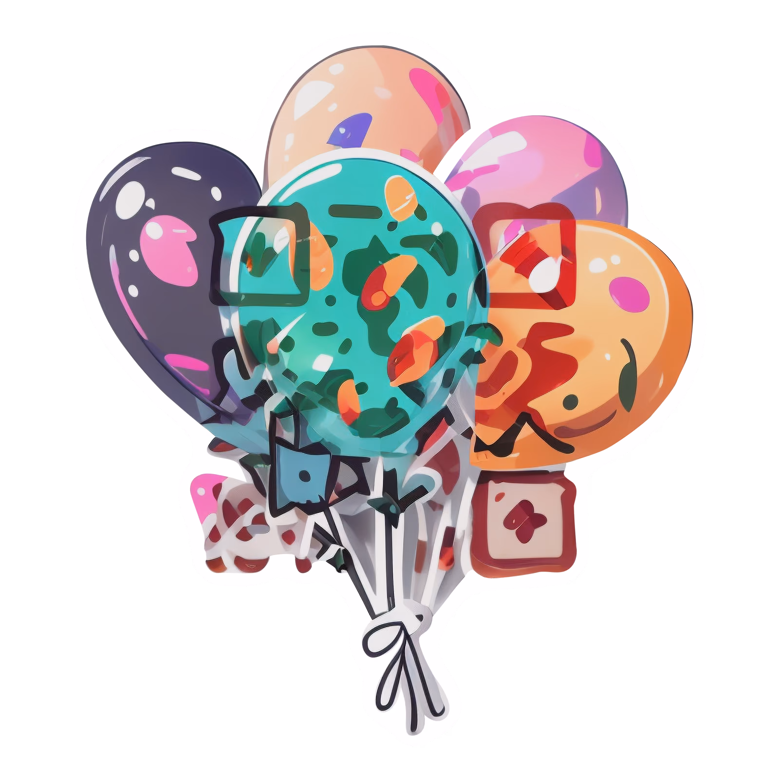 Colorful Balloon Bunch Vector QR Code for Stickers — image 1