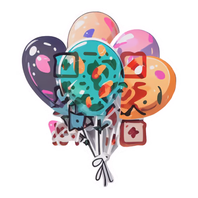 Colorful Balloon Bunch Vector QR Code for Stickers — image 1