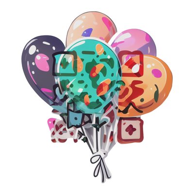 Colorful Balloon Bunch Vector QR Code for Stickers