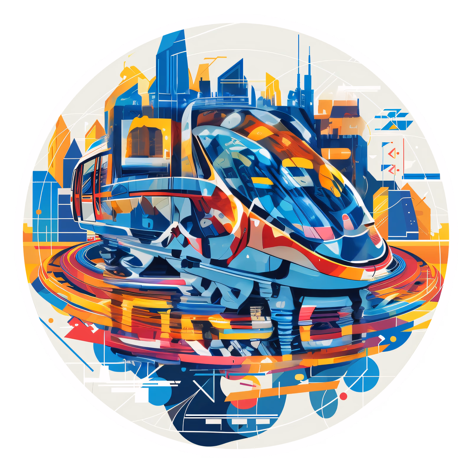 Футуристический монорельс: векторный QR-код для стикеров — изображение 1