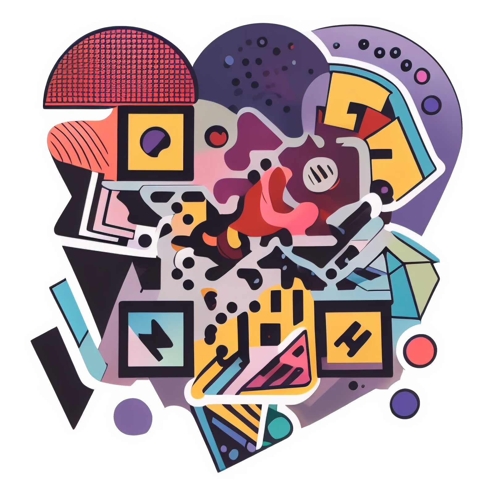 Abstract Heart Collage Vector QR Code for Stickers — image 1