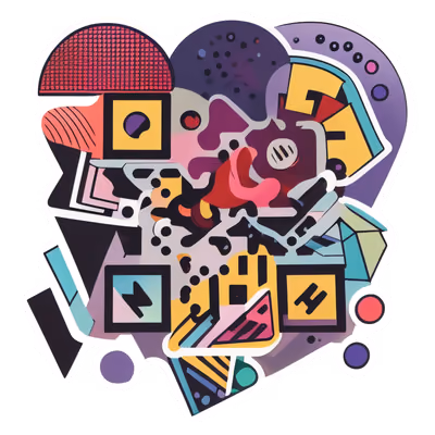 Abstract Heart Collage Vector QR Code for Stickers — image 1