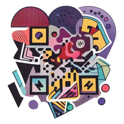 Abstract Heart Collage Vector QR Code for Stickers