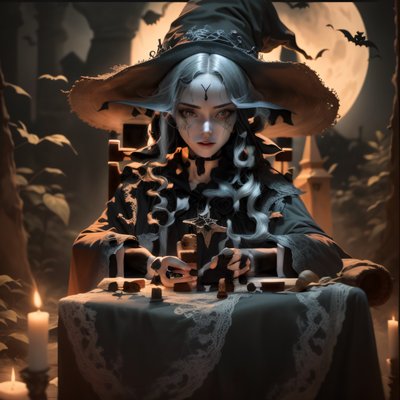 Moonlit Witch Gothic QR Code for Posters