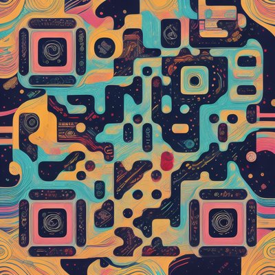 Colorful Scribble Pattern Psychedelic QR Code Art