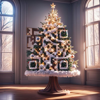 Christmas Tree Interior 3D Render QR Code for Greeting Cards