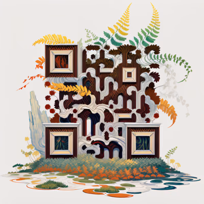 Заросший дом папоротников, живописный QR-код — изображение 1