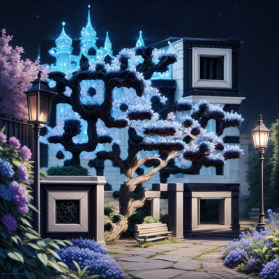 Волшебный ночной сад, фэнтезийный QR-код
