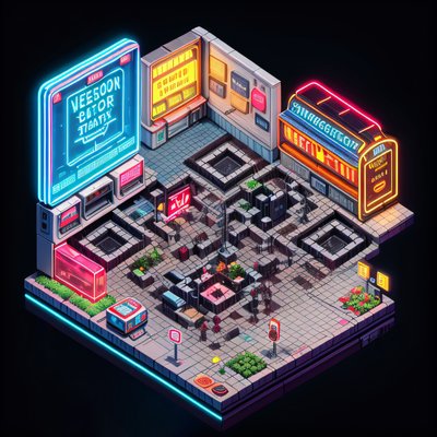 Isometric Cyberpunk Alley Neon QR Code for Posters