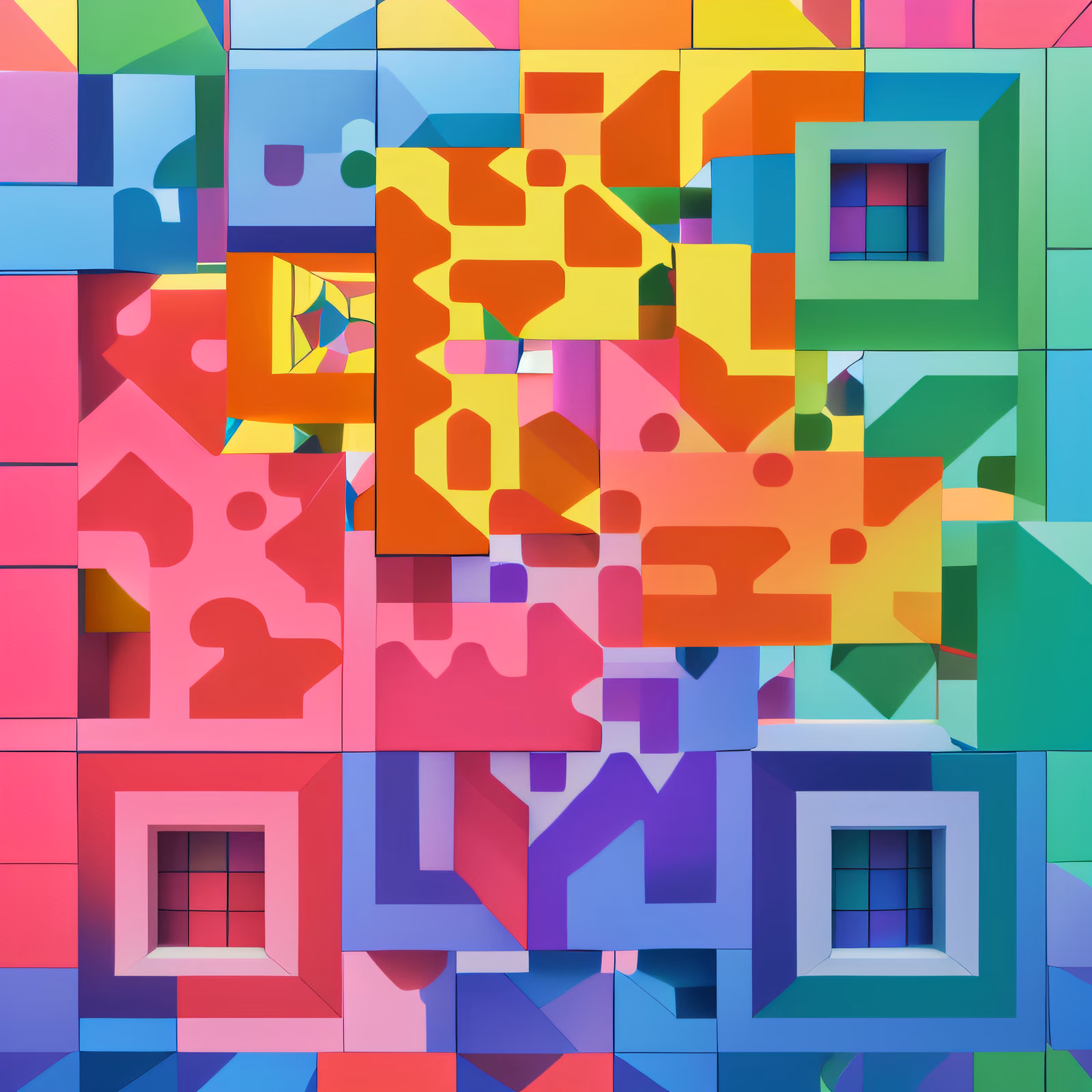Colorful Cube Block Wall 3D QR Code for Posters — image 1