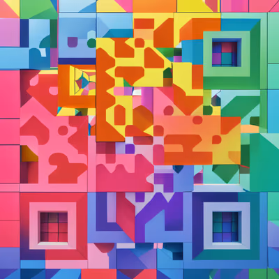 Colorful Cube Block Wall 3D QR Code for Posters — image 1