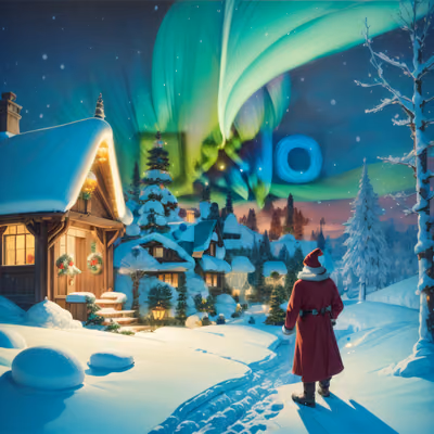 Santa Snowy Village Aurora QR Code for Greeting Cards — image 1