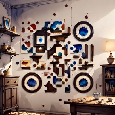 Watercolor Room Interior Wall QR Code Art — image 1