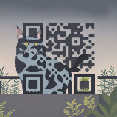 Spotted Cat Flat Vector QR Code for Posters — image 1