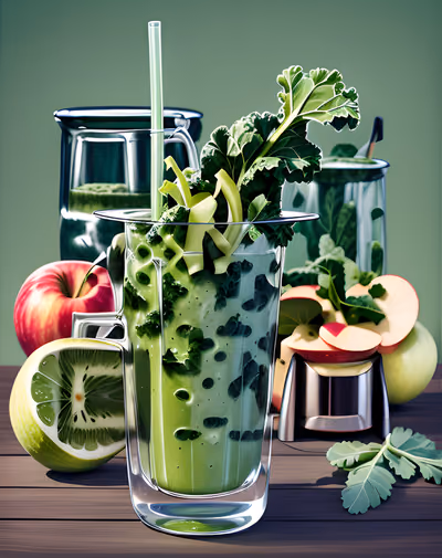 Green Kale Smoothie Digital Illustration QR Code for Menus — image 1