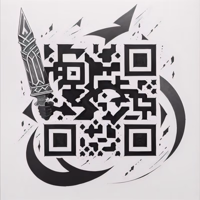 Молот с северными рунами: тату-стиль QR-код для временных татуировок — изображение 1