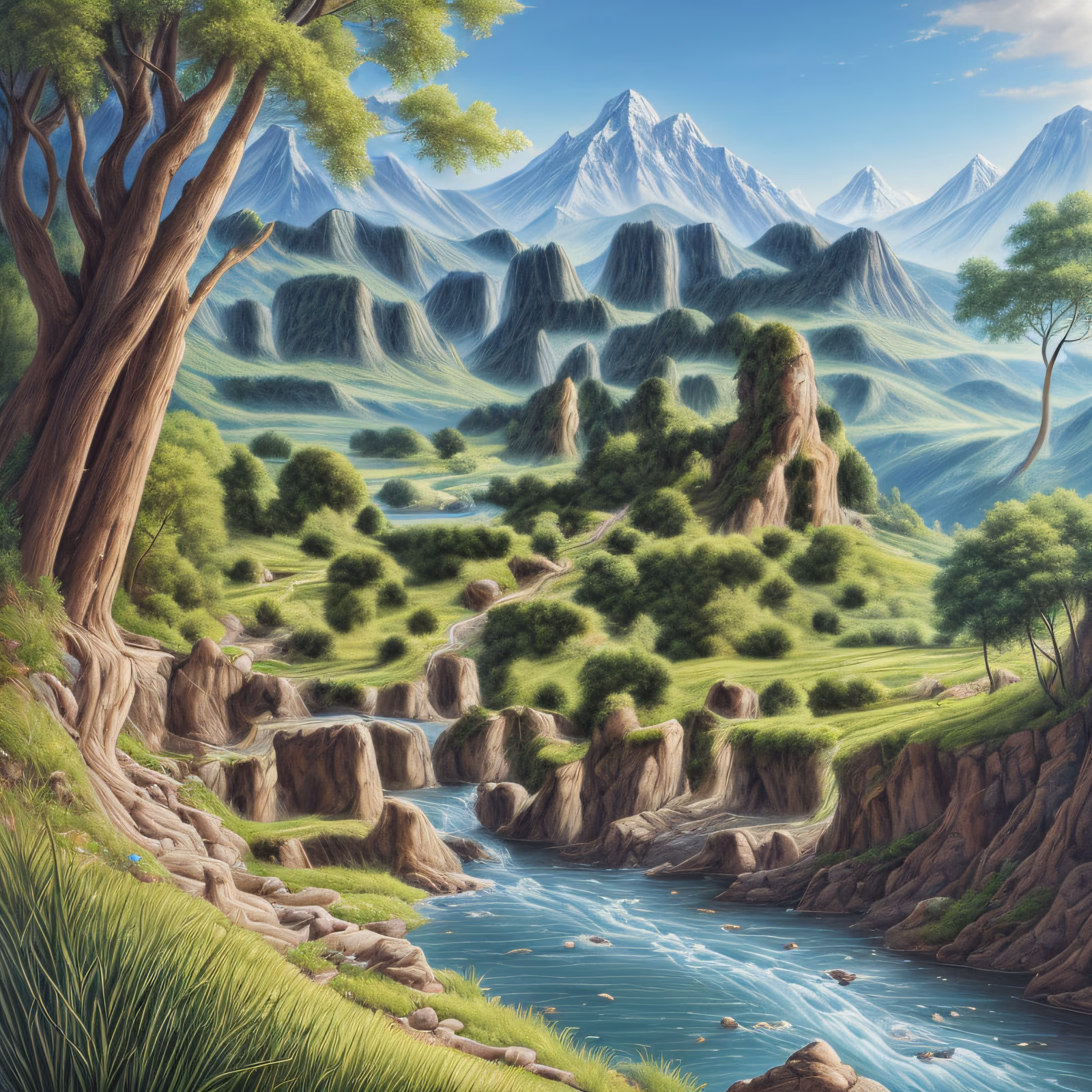 River Valley Mountain Landscape QR Code Art — image 1