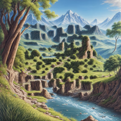 River Valley Mountain Landscape QR Code Art — image 1