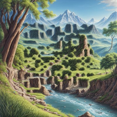 River Valley Mountain Landscape QR Code Art