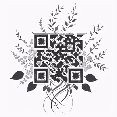 Rose and Jasmine Vine Tattoo QR Code for Temporary Tattoos — image 1