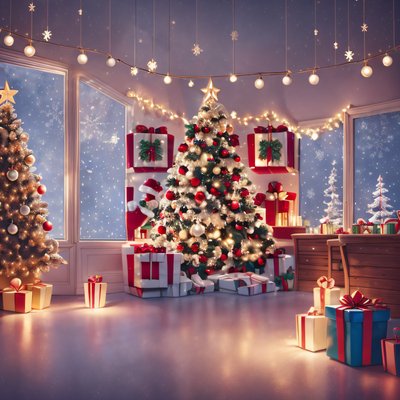Christmas Tree Gift Room 3D QR Code for Greeting Cards