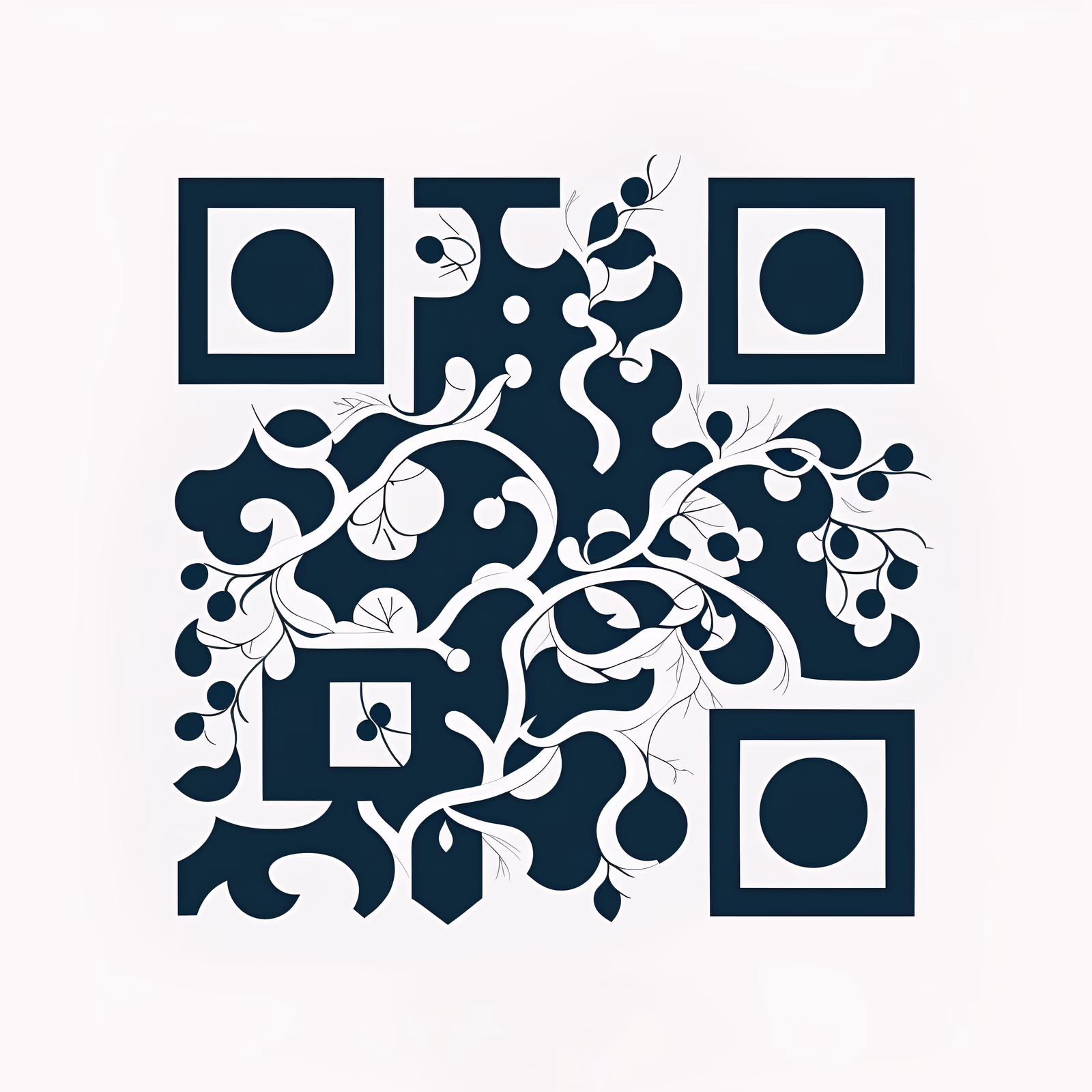 Branch and Vine Flat Vector QR Code for Business Cards — image 1