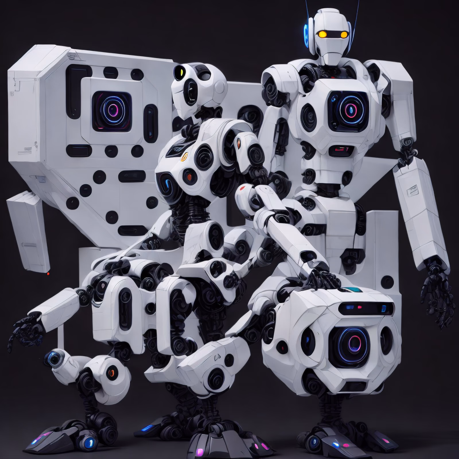 White Robot Group 3D Render QR Code for Posters — image 1