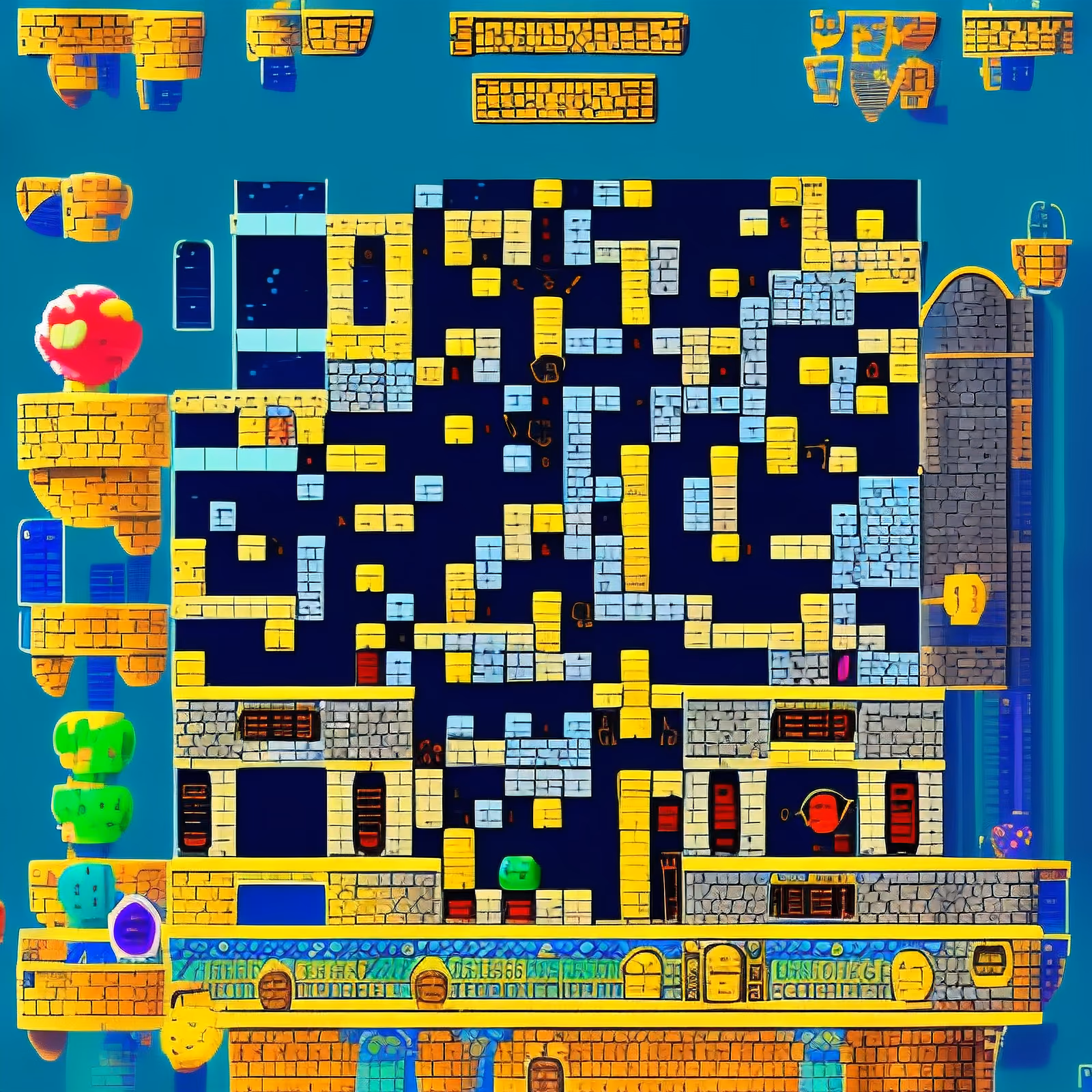 Пиксельный замок, уровень игры, QR-код для постеров — изображение 1