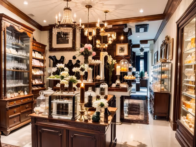 Antique Boutique Interior Photorealistic QR Code for Storefront Displays — image 1