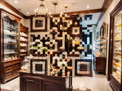 Antique Boutique Interior Photorealistic QR Code for Storefront Displays