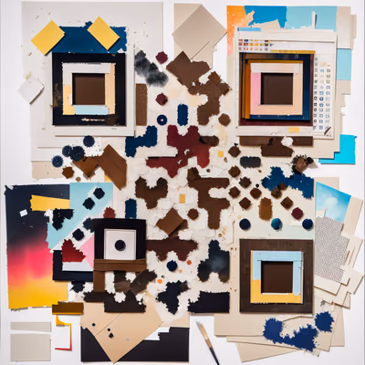 Torn Paper Dada Collage QR Code for Posters — image 1