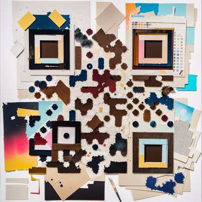 Torn Paper Dada Collage QR Code for Posters