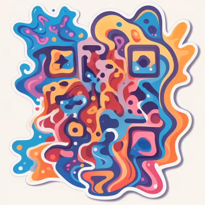 Текучие волны, абстрактный вектор, психоделичный QR-код для стикеров — изображение 1