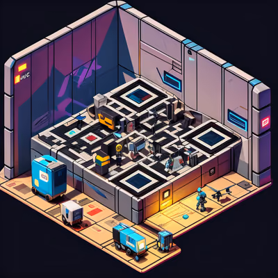 Isometric Spaceport Baggage Claim QR Code for Posters — image 1
