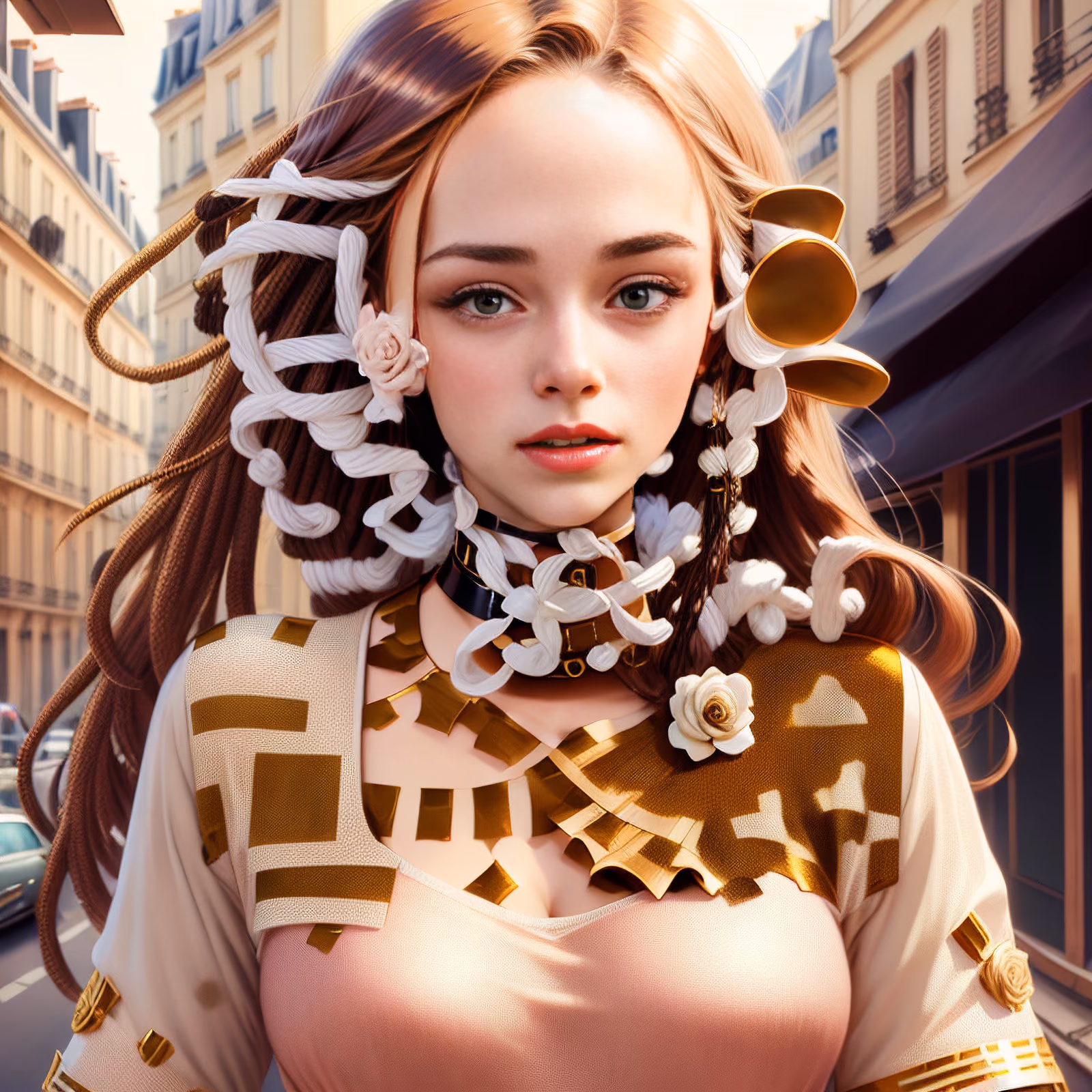 巴黎街头女子肖像 二维码艺术 — 图片 1