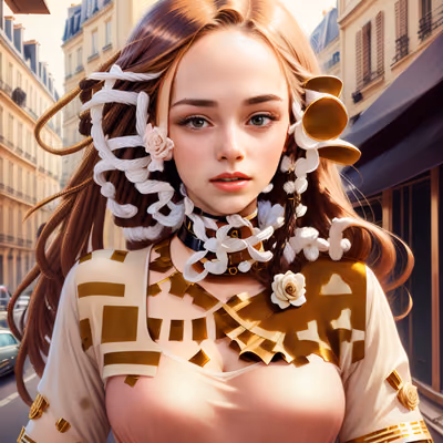 巴黎街头女子肖像 二维码艺术 — 图片 1