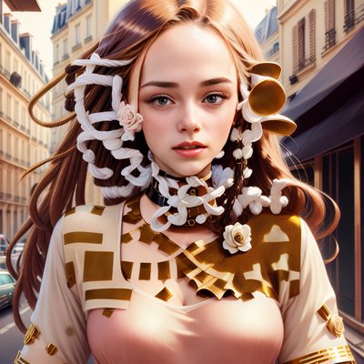 巴黎街头女子肖像 二维码艺术