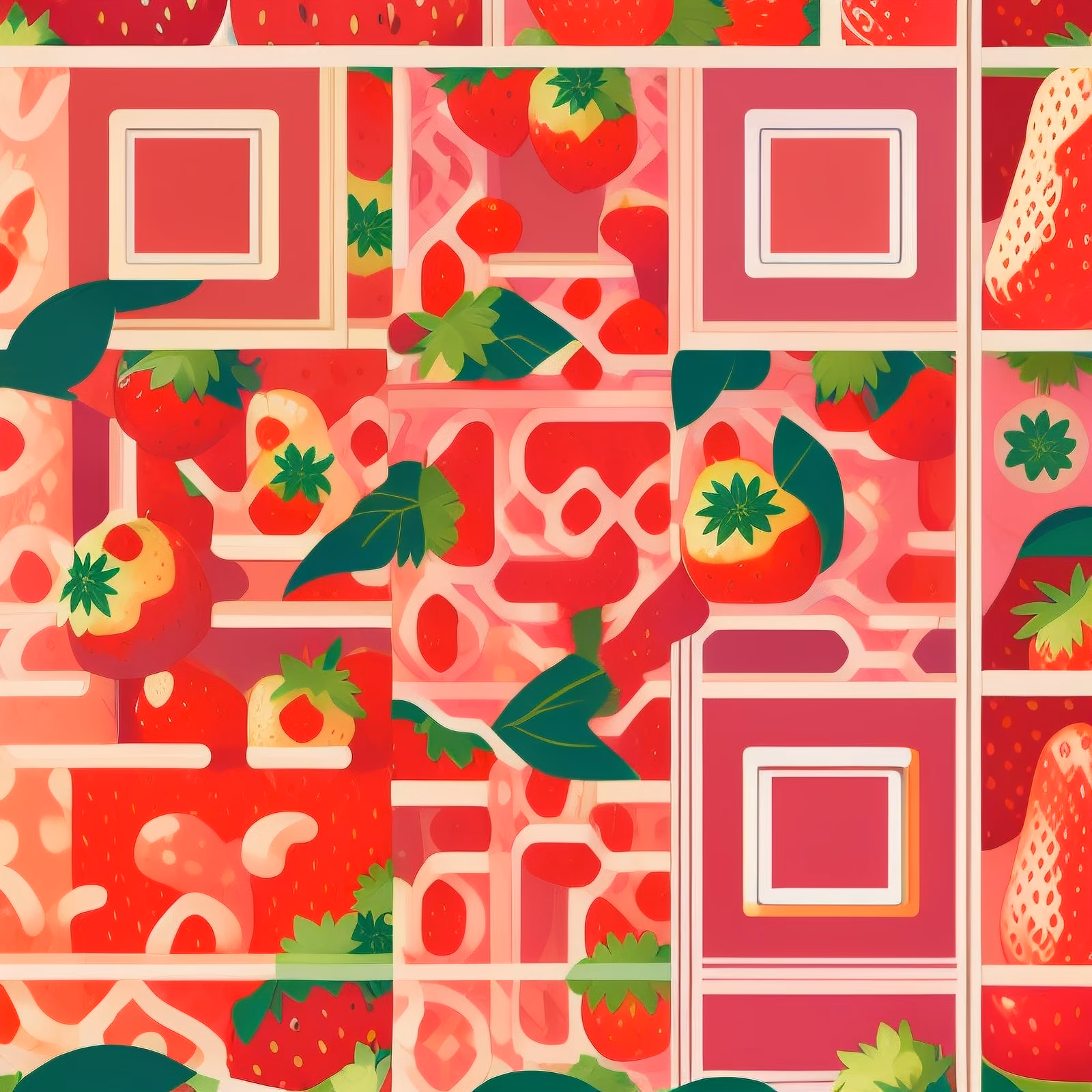 Strawberry Vector Pattern QR Code for Packaging — image 1