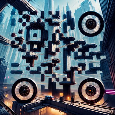 Neo Futuristic City Cyberpunk QR Code for Posters