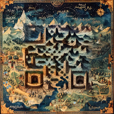 奇幻世界地图插画二维码艺术 — 图片 1