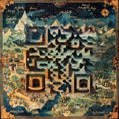 Fantasy World Map Illustration QR Code Art