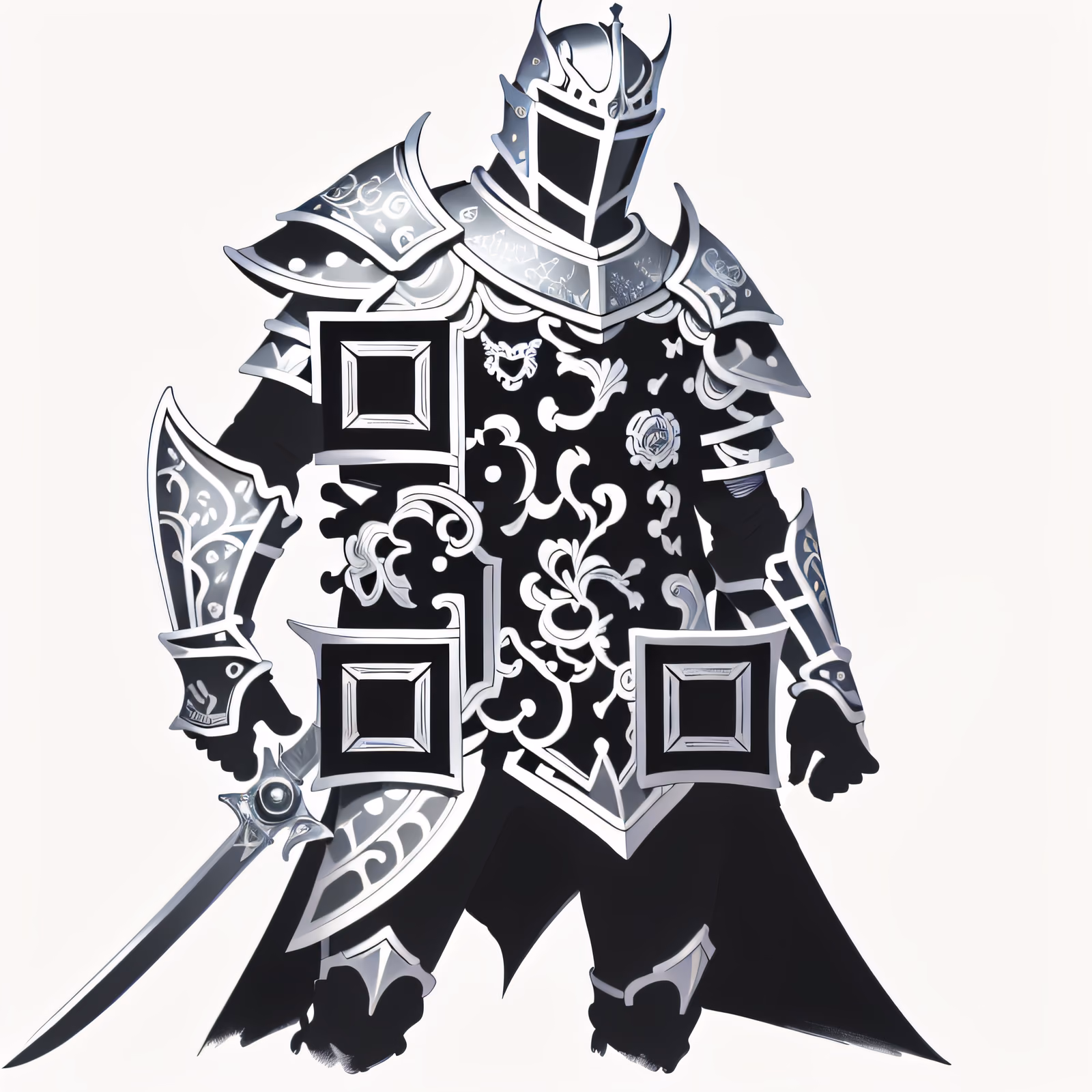 Armored Knight Ink Drawing QR Code for Temporary Tattoos — image 1
